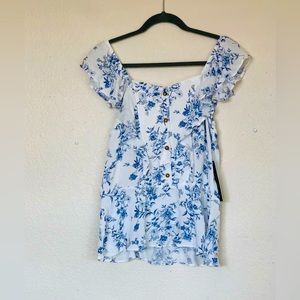 NWT women size L Moa Moa floral top blouse shirt